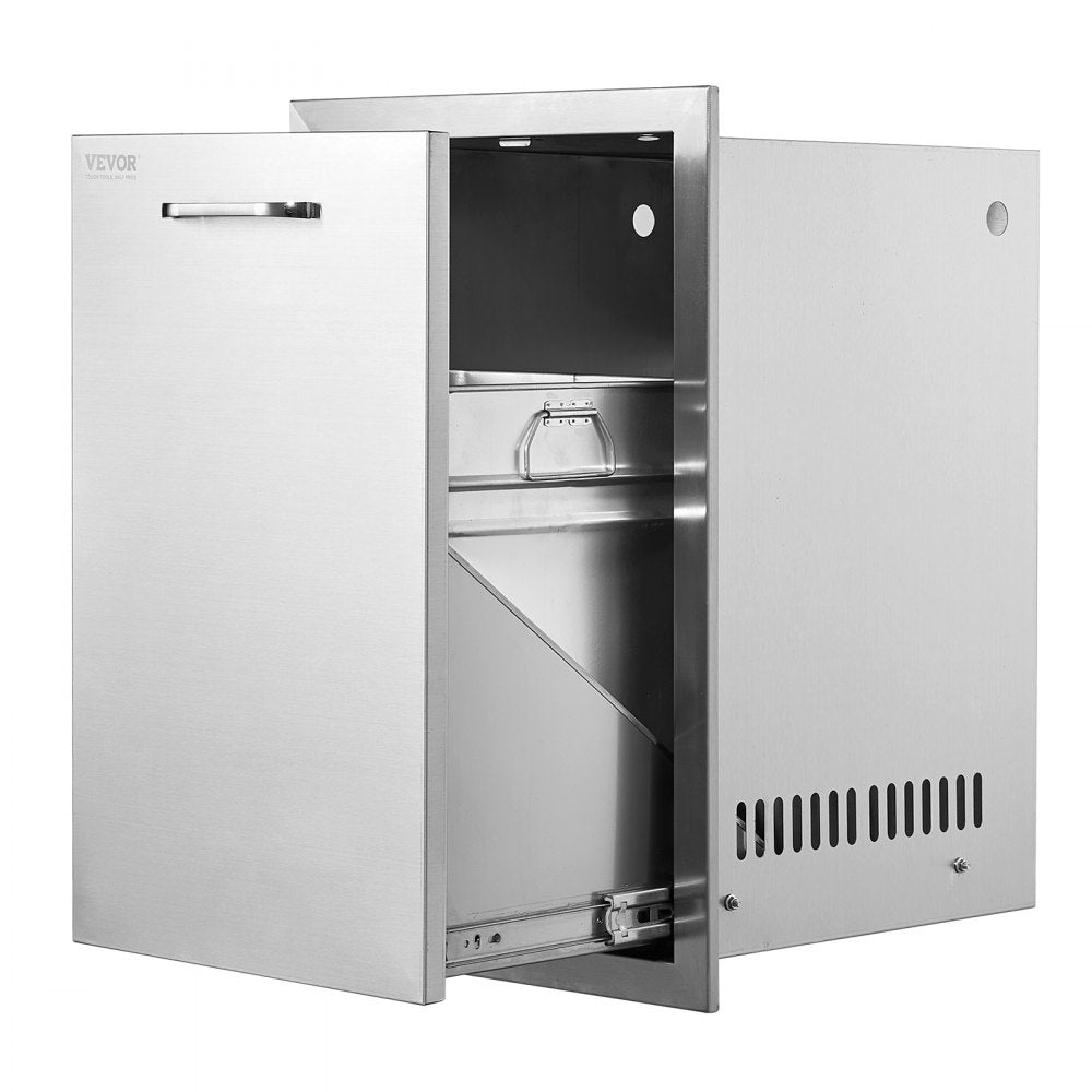 KM-CTG-2302-SKU10 - 16" Stainless Steel Outdoor Trash Drawer, Durable & Weatherproof
