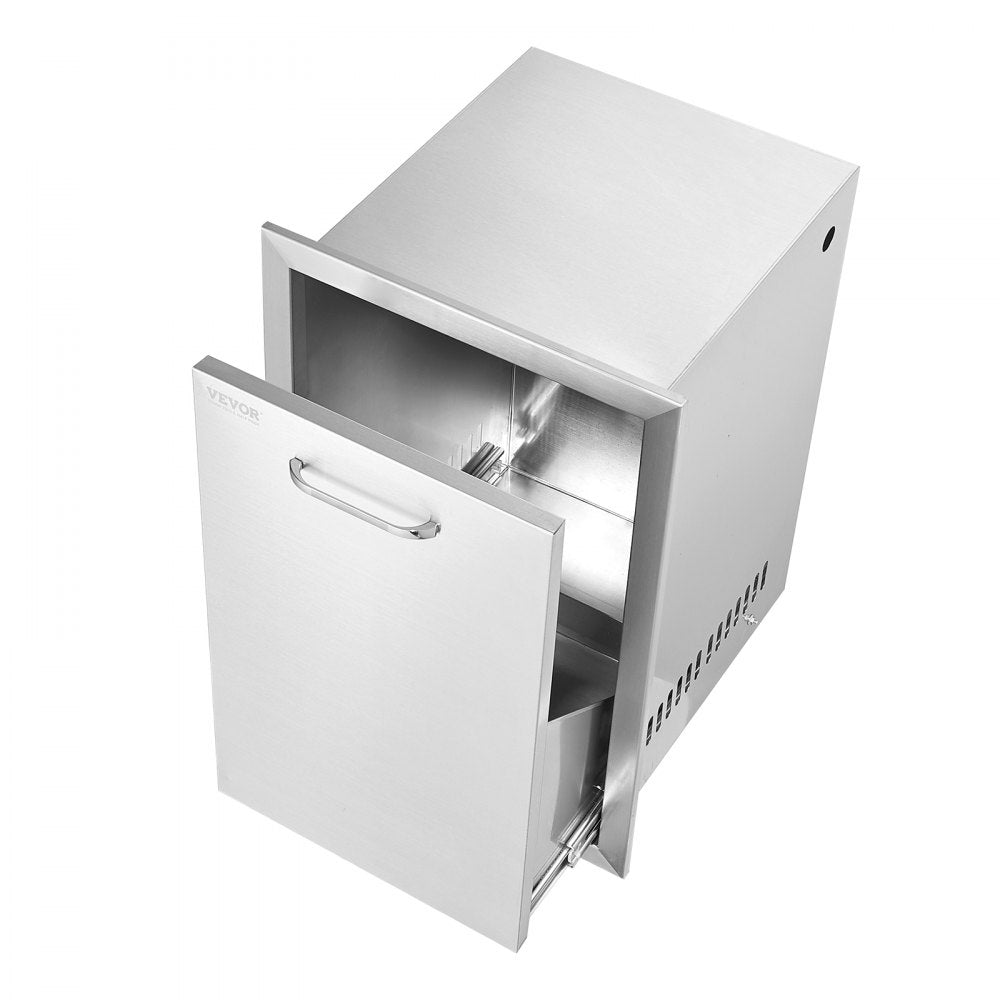 KM-CTG-2302-SKU10 - 16" Stainless Steel Outdoor Trash Drawer, Durable & Weatherproof