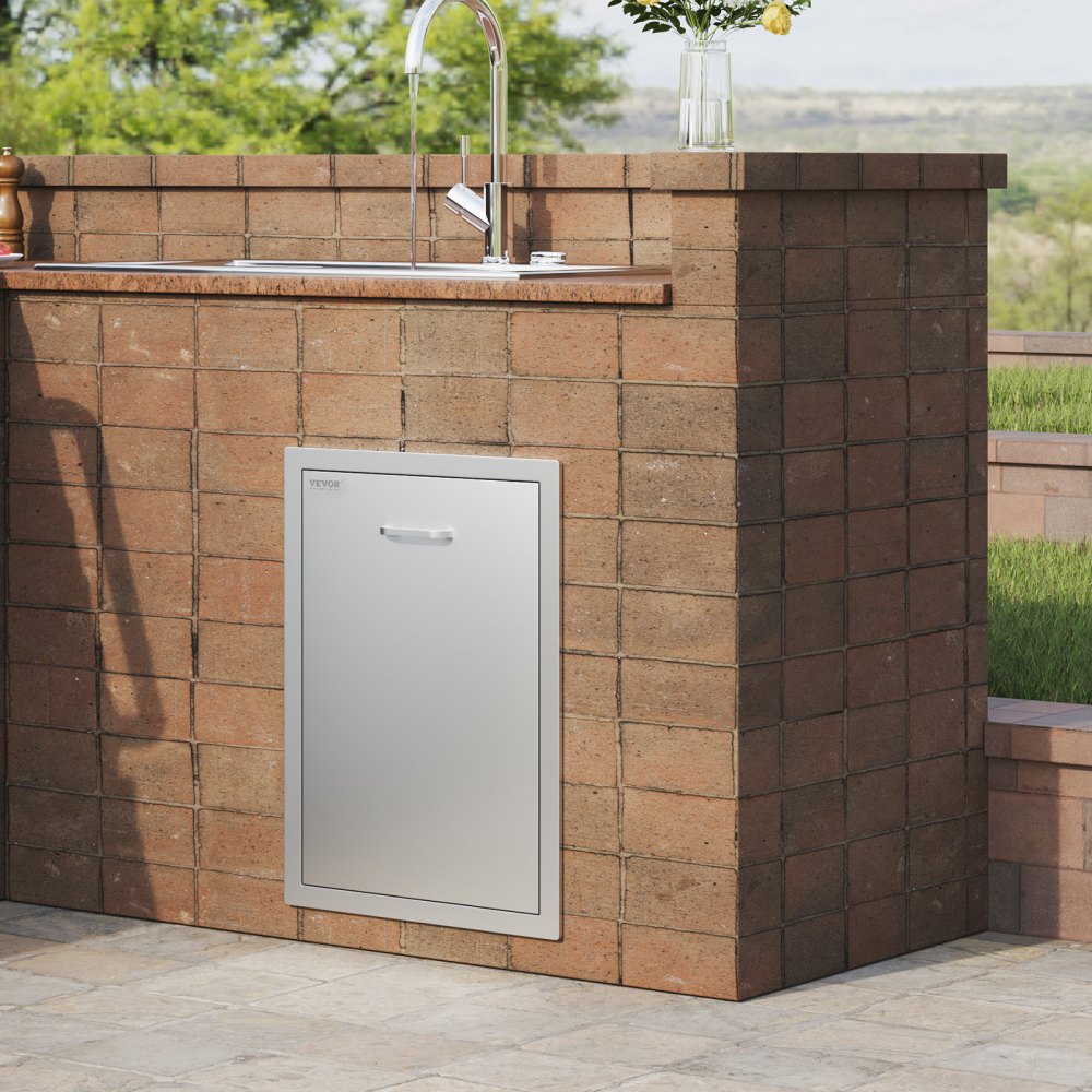 KM-CTG-2302-SKU7 - 17.7" Stainless Steel Pull-Out Trash Drawer for Outdoor Use