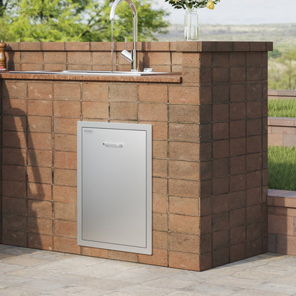 KM-CTG-2302-SKU7 - 17.7" Stainless Steel Pull-Out Trash Drawer for Outdoor Use