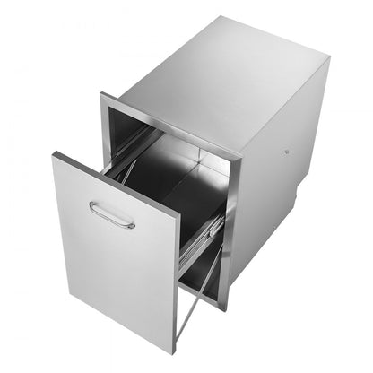 KM-CTG-2302-SKU7 - 17.7" Stainless Steel Pull-Out Trash Drawer for Outdoor Use