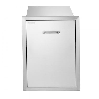KM-CTG-2302-SKU7 - 17.7" Stainless Steel Pull-Out Trash Drawer for Outdoor Use