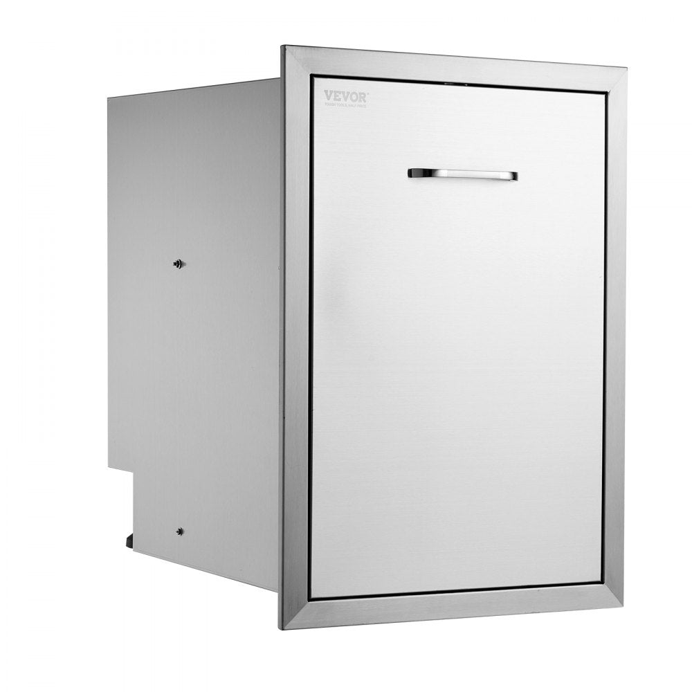 KM-CTG-2302-SKU7 - 17.7" Stainless Steel Pull-Out Trash Drawer for Outdoor Use