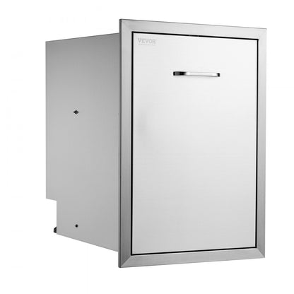 KM-CTG-2302-SKU7 - 17.7" Stainless Steel Pull-Out Trash Drawer for Outdoor Use