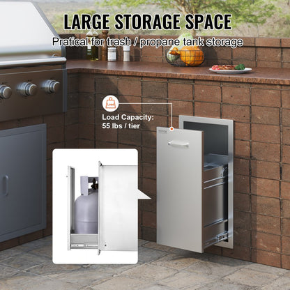 KM-CTG-2302-SKU9 - Durable 13.4" Pull-Out Trash Drawer for Outdoor Kitchens