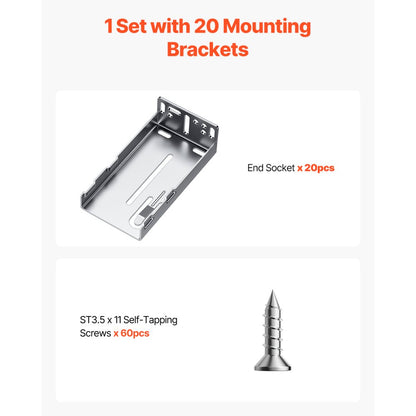 4500 - Galvanized Steel Drawer Slide Brackets, 10 Pairs for 10 Drawers