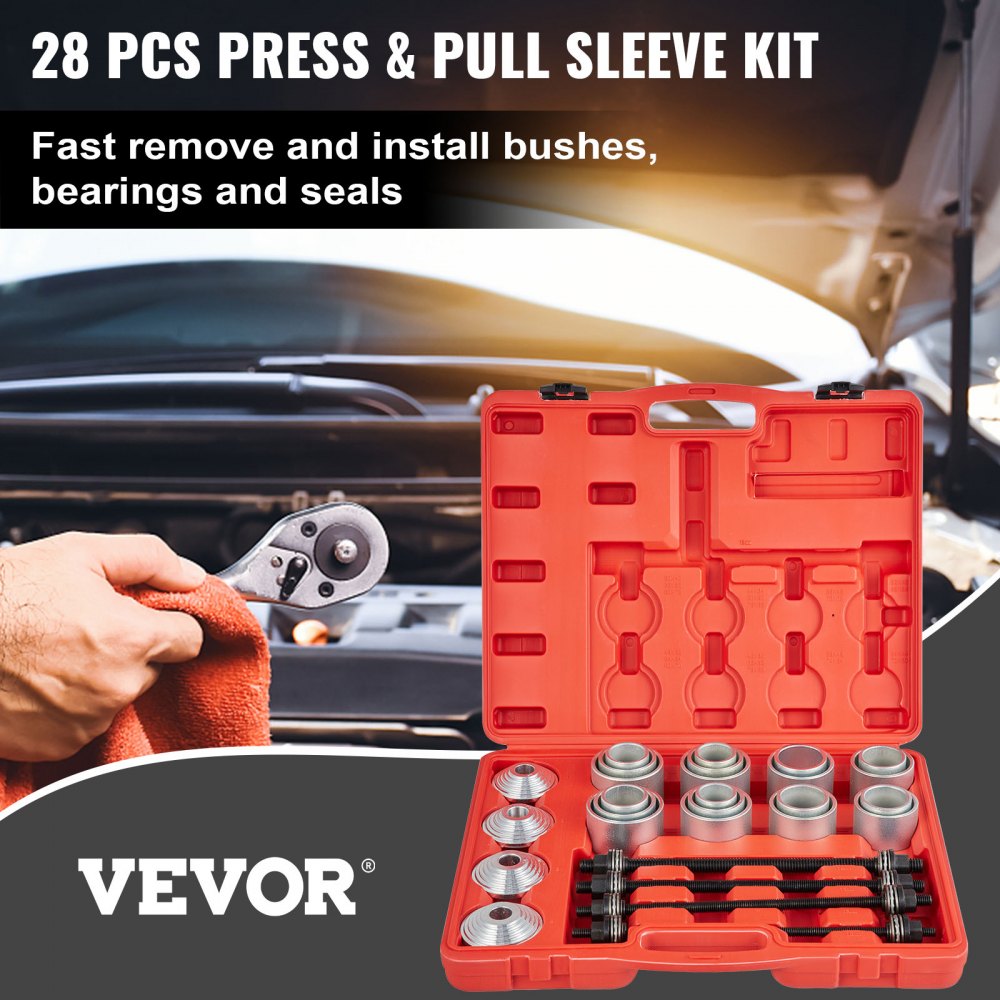 010570481209 - Durable 28-Piece Pull & Press Sleeve Kit for Auto Repairs