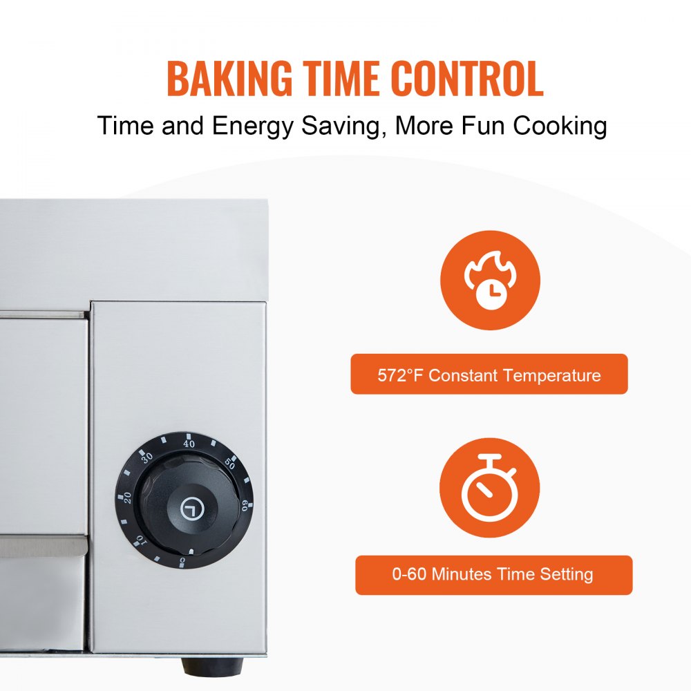 ZH-PT-1D - 12-Inch Stainless Steel Electric Pizza Oven with Precise Control