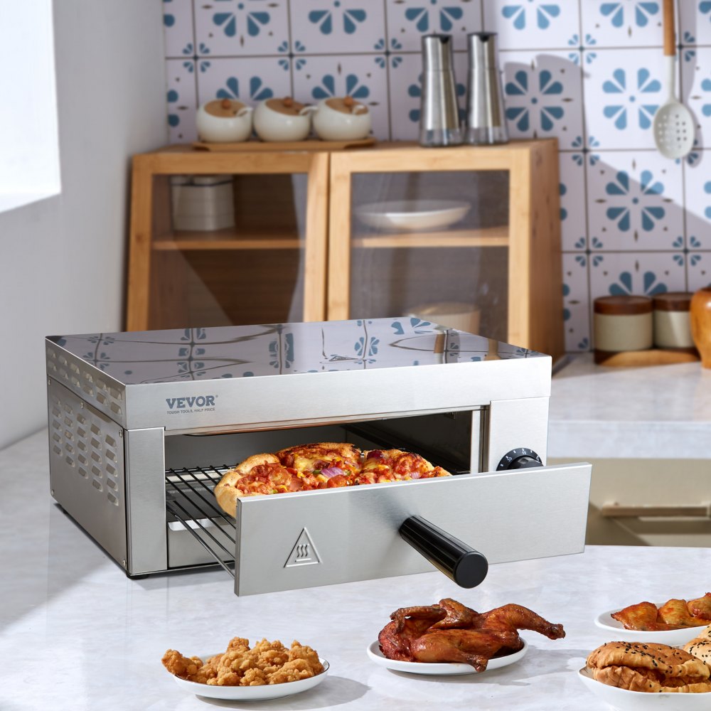 ZH-PT-1D - 12-Inch Stainless Steel Electric Pizza Oven with Precise Control