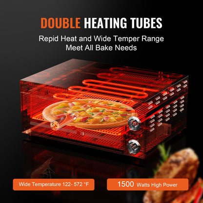 ZH-PT-1M - 12-Inch Stainless Steel Electric Pizza Oven with Precise Temperature Control