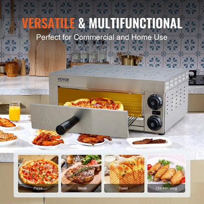 ZH-PT-1M - 12-Inch Stainless Steel Electric Pizza Oven with Precise Temperature Control