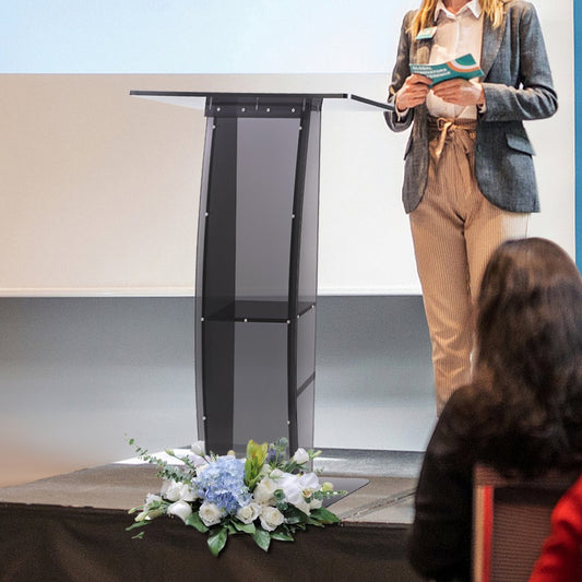 010806027430 - 47" Acrylic Podium with Storage Shelf for Presentations