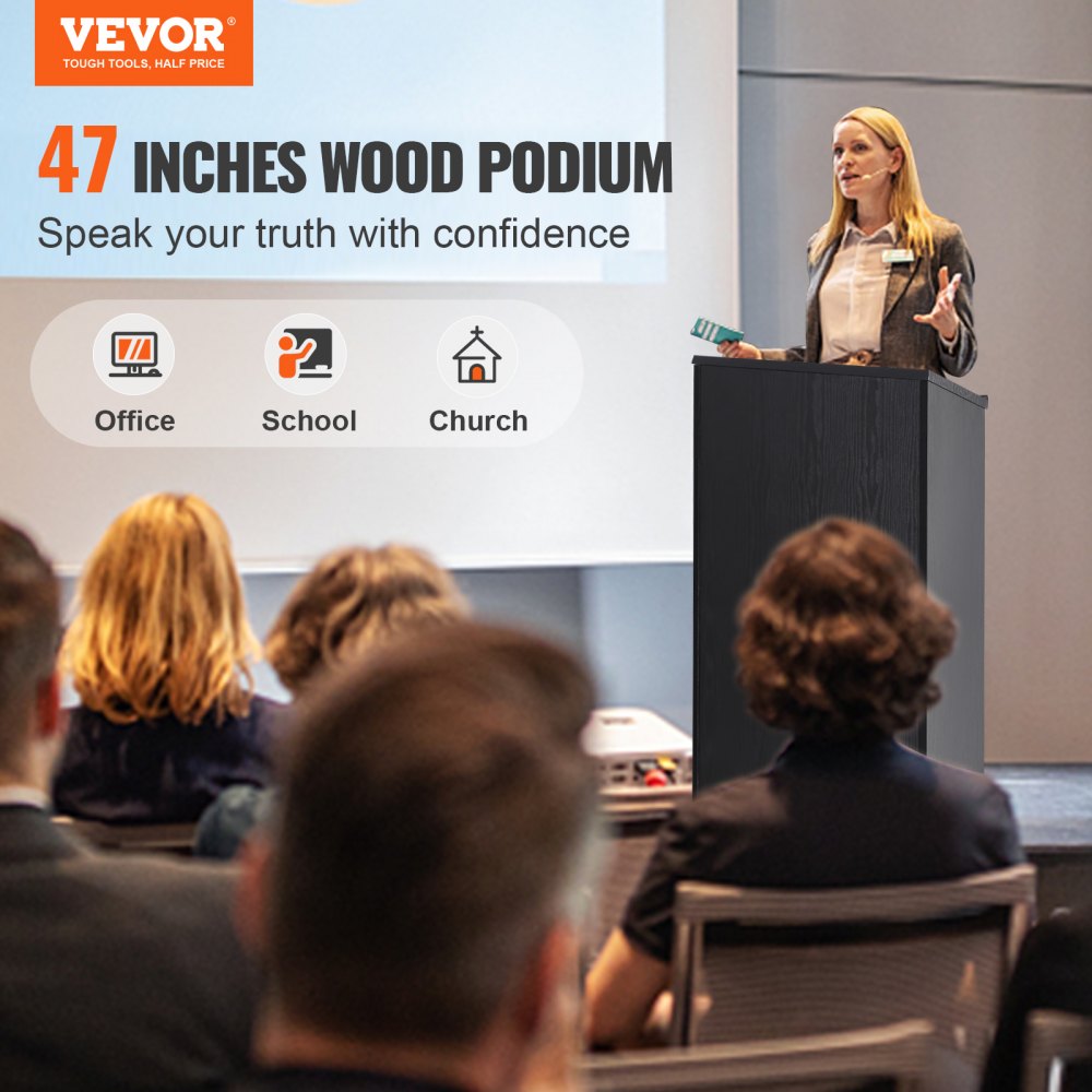 010896001525 - 47" Mobile Podium Stand for Presentations & Events