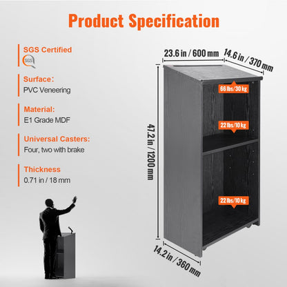 010896001525 - 47" Mobile Podium Stand for Presentations & Events