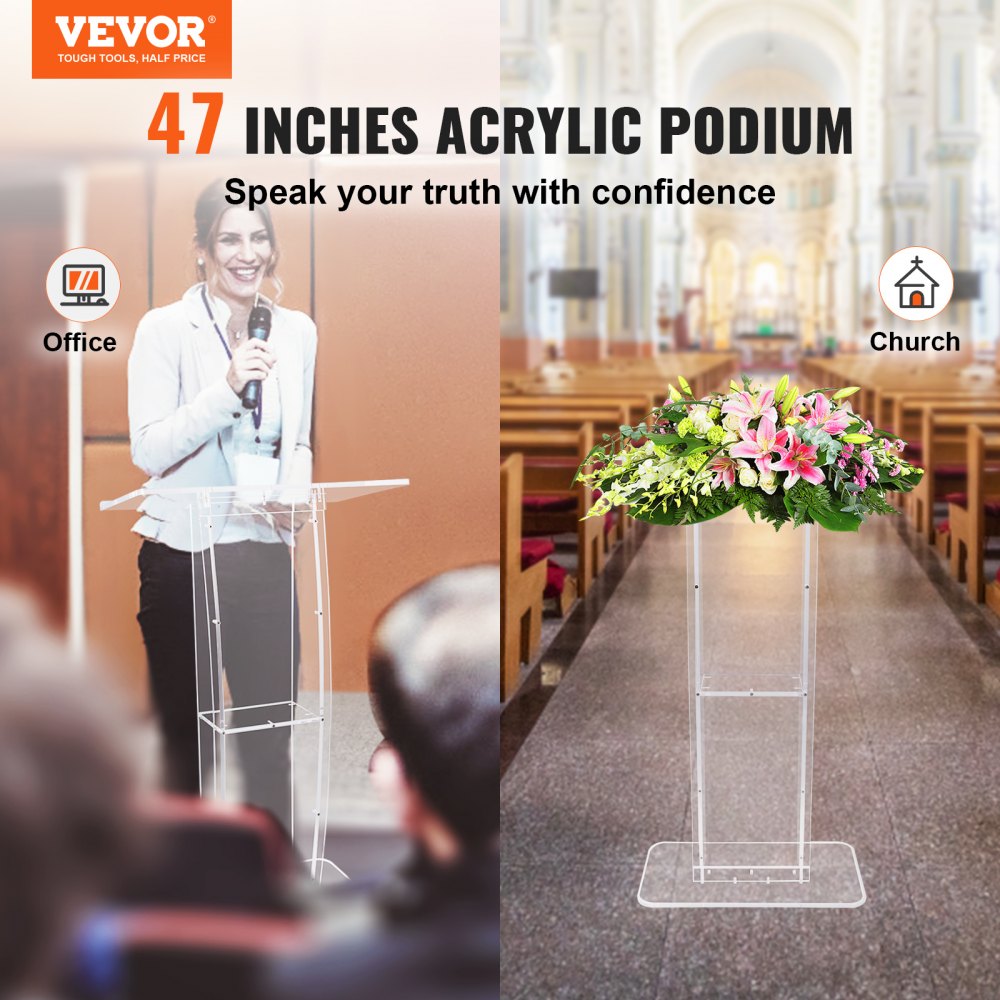 010375552707 - Clear Acrylic Podium for Versatile Presentations