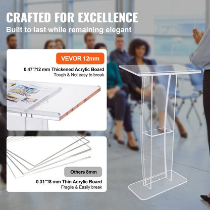 010375552707 - Clear Acrylic Podium for Versatile Presentations