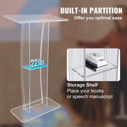 010375552707 - Clear Acrylic Podium for Versatile Presentations