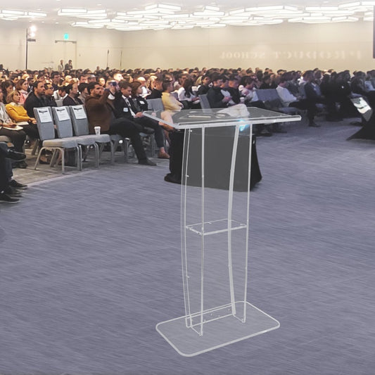 010375552707 - Clear Acrylic Podium for Versatile Presentations