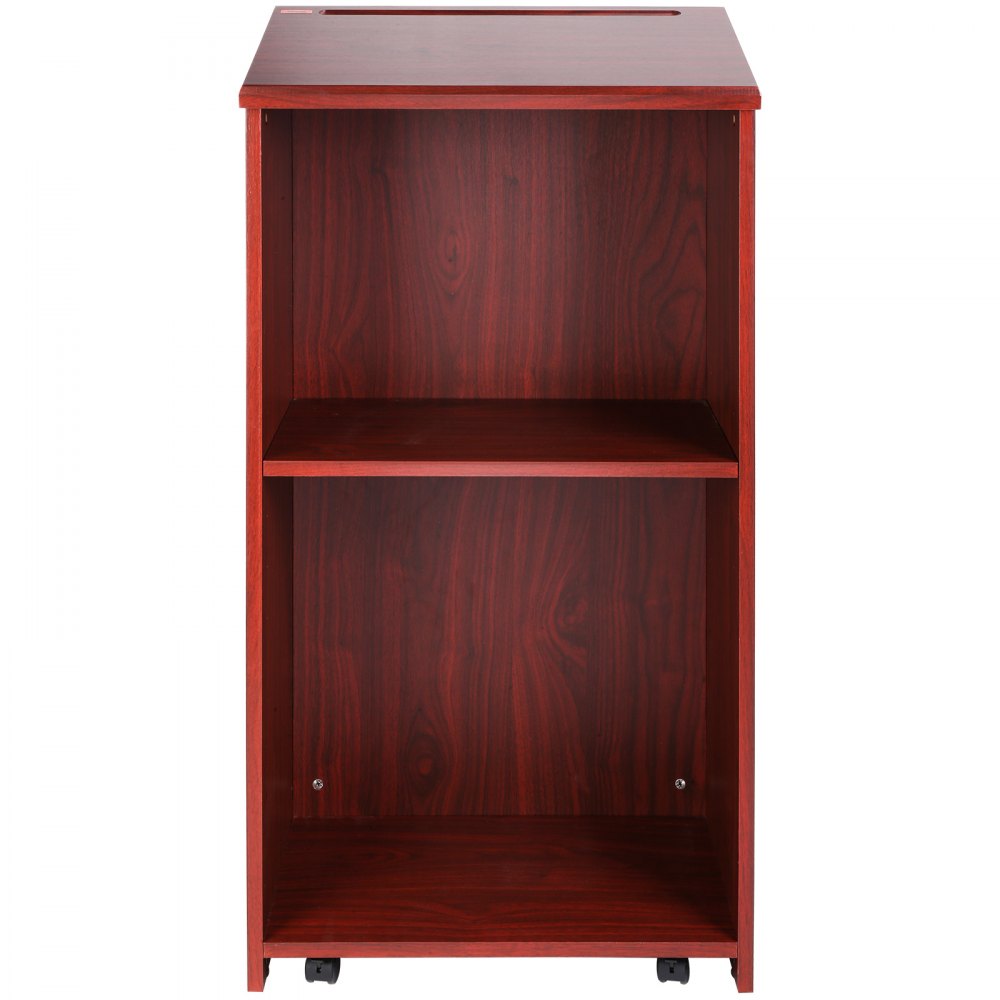 010140331854 - Mobile 47-Inch Podium Stand with Lockable Wheels and Storage