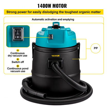 VV-PVC-AUTO - 1400W Automatic Pond Vacuum Cleaner with 4 Nozzles