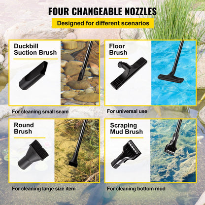 VV-PVC-AUTO - 1400W Automatic Pond Vacuum Cleaner with 4 Nozzles