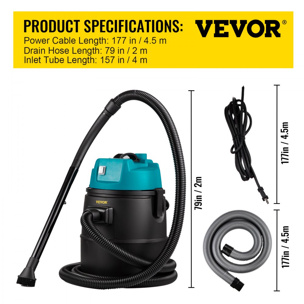VV-PVC-AUTO - 1400W Automatic Pond Vacuum Cleaner with 4 Nozzles