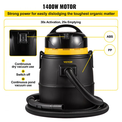 VV-PVC-INTER - 1400W VEVOR Pond Vacuum with 4 Nozzles & Easy Assembly