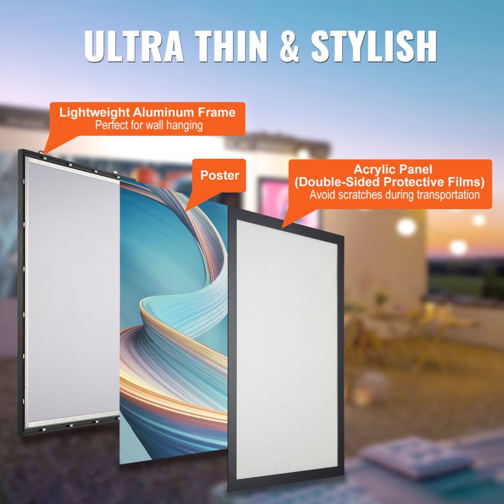 1530-2 - 34.4" x 22.4" Black LED Poster Frame with Magnetic Design