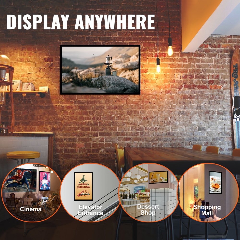 1530-2 - 34.4" x 22.4" Black LED Poster Frame with Magnetic Design
