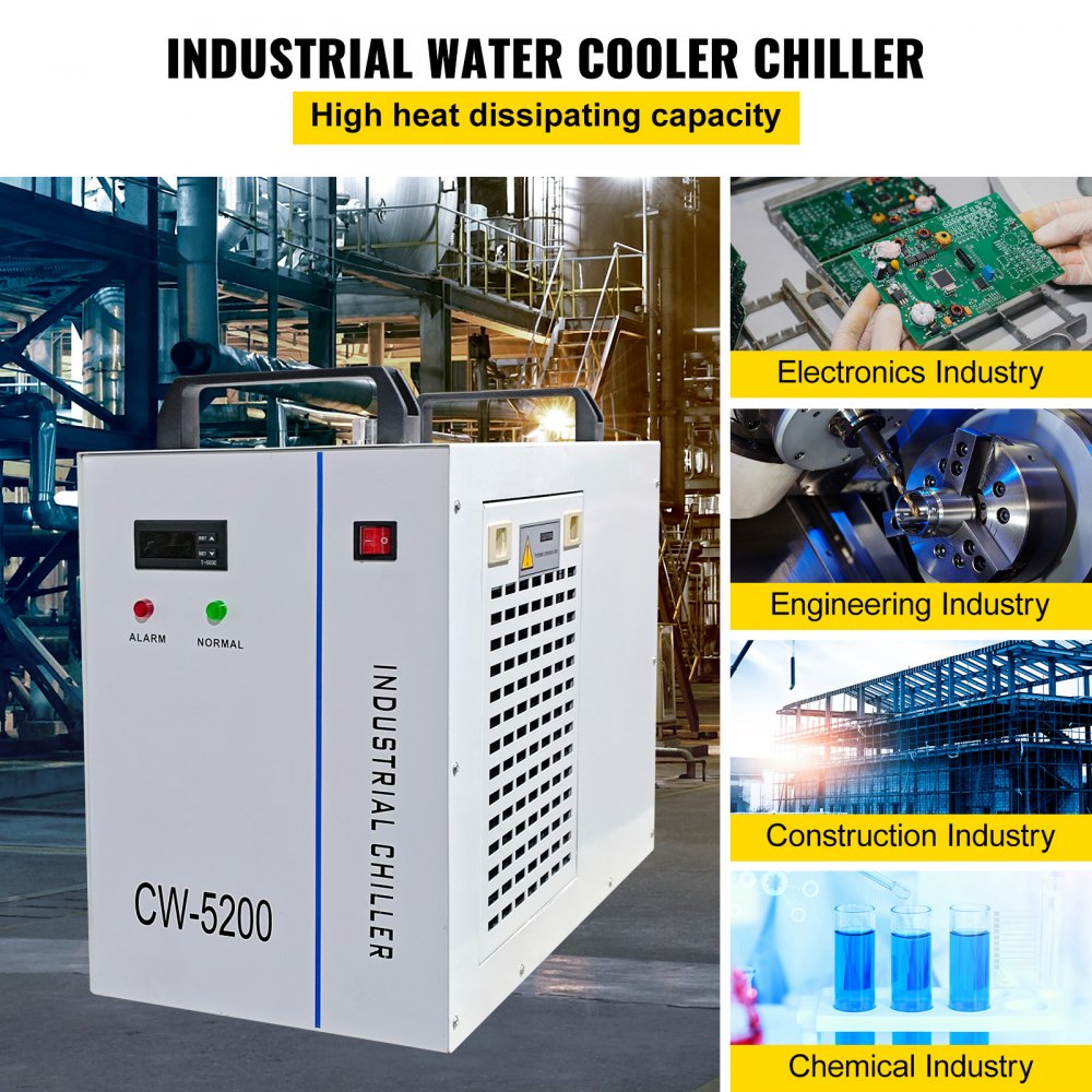 CW-5200 - 6L Industrial Chiller for CO2 Laser Tubes, 1400W Power