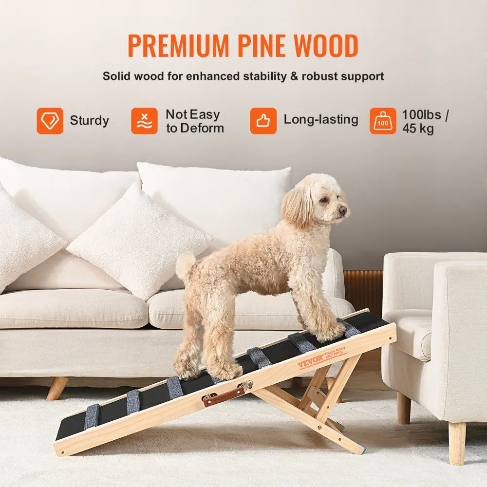 ZSJJ001 - Adjustable 39.3" Wooden Dog Ramp for Easy Access