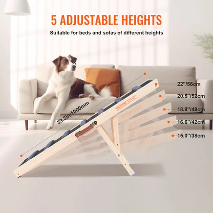ZSJJ001 - Adjustable 39.3" Wooden Dog Ramp for Easy Access
