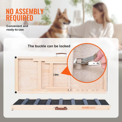 ZSJJ001 - Adjustable 39.3" Wooden Dog Ramp for Easy Access