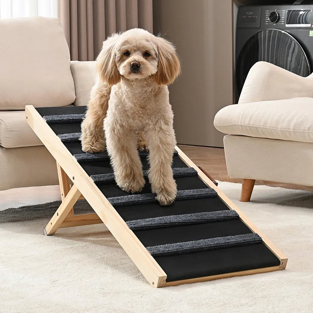 ZSJJ001 - Adjustable 39.3" Wooden Dog Ramp for Easy Access