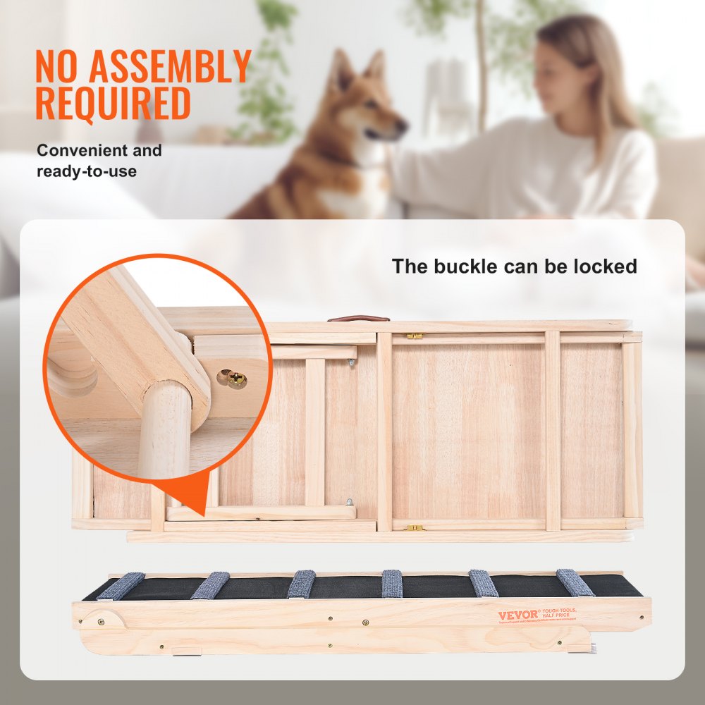 ZSJJ002 - 41.3" Folding Pine Dog Ramp with Non-Slip Surface