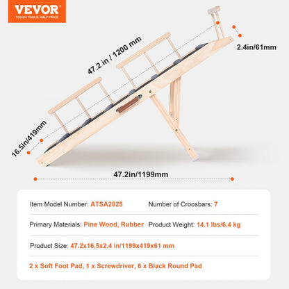 ATSA2025 - 47.2-Inch Folding Pet Ramp in Durable Pine Wood
