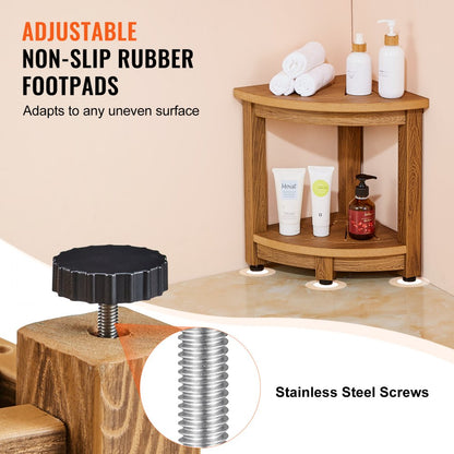 WS-SS001 - Elegant Corner Shower Bench with Adjustable Foot Pads and Storage