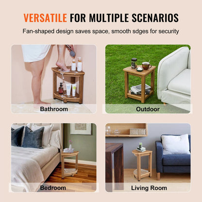 WS-SS001 - Elegant Corner Shower Bench with Adjustable Foot Pads and Storage