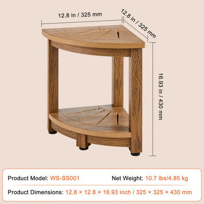 WS-SS001 - Elegant Corner Shower Bench with Adjustable Foot Pads and Storage