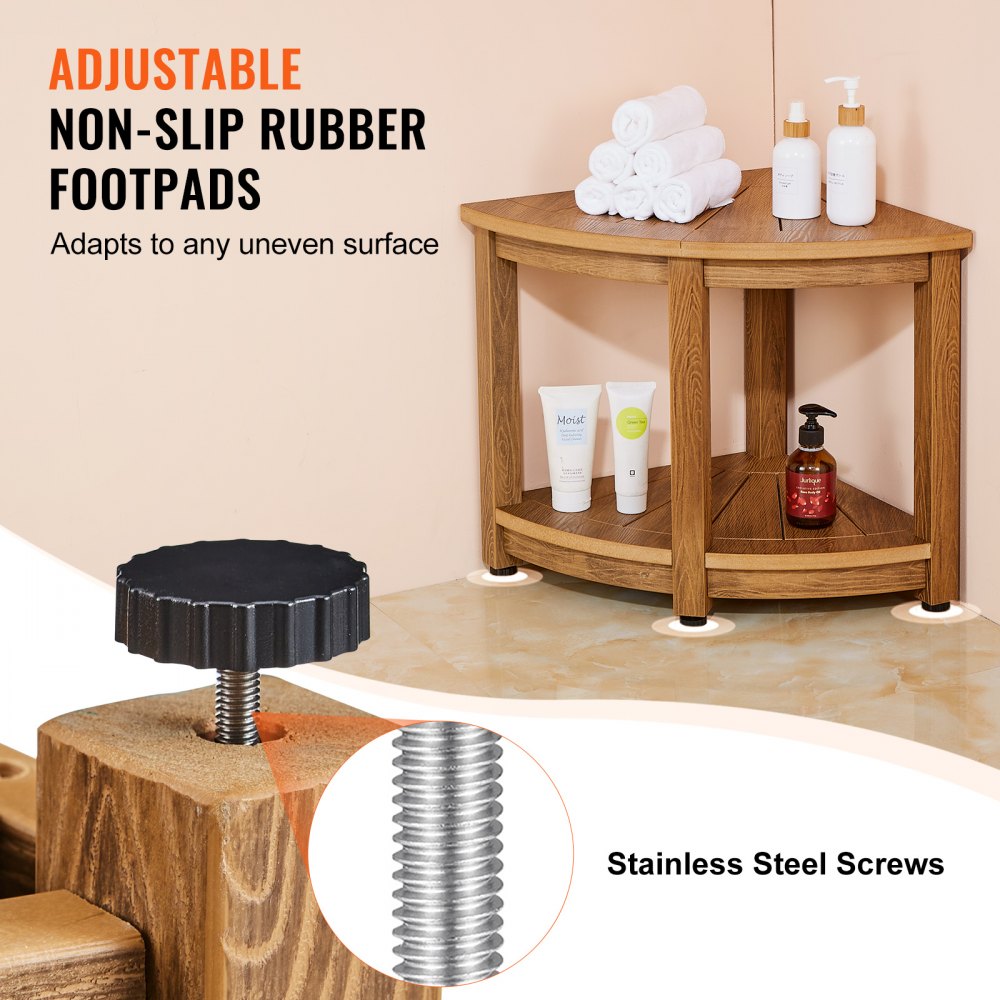 WS-SS002 - 17.72" Water-Resistant Corner Shower Bench with Adjustable Feet