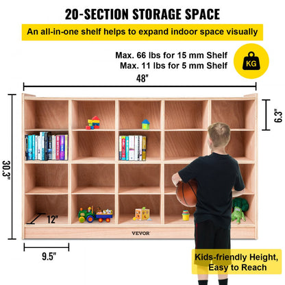 20 Grids - Mobile 48" Kids Storage Cabinet for Toys & Books