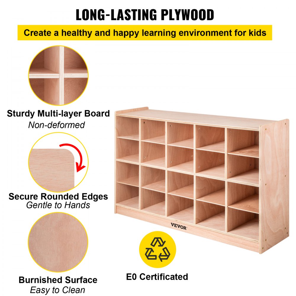 20 Grids - Mobile 48" Kids Storage Cabinet for Toys & Books