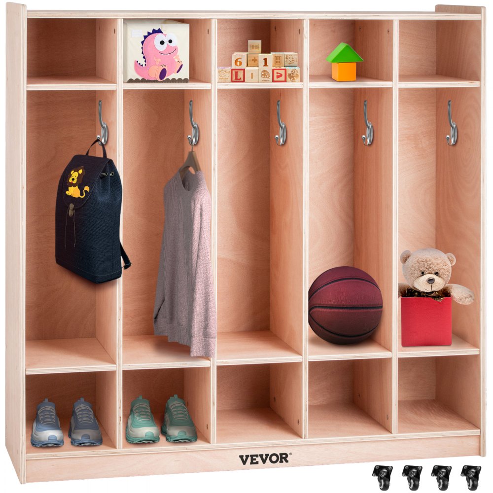 IVY-VVR-002 - Safe 5-Section Plywood Lockers for Kids' Organization