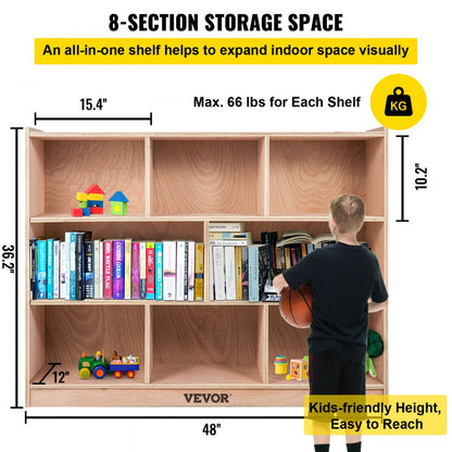 IVY-VVR-003 - Durable Birch Classroom Storage Cabinet with 8 Compartments