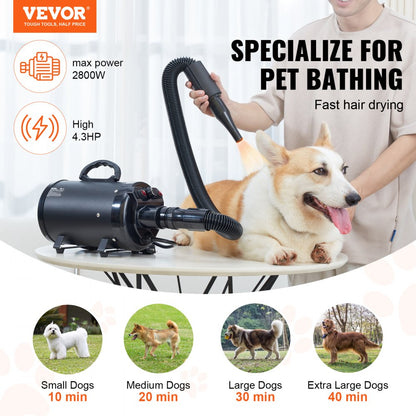 STL-1903 - 2800W VEVOR Dog Dryer with Adjustable Speed & Safety Features