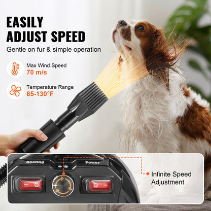 STL-1909 - 2800W Adjustable Dog Blow Dryer with Four Nozzles and Safety Features