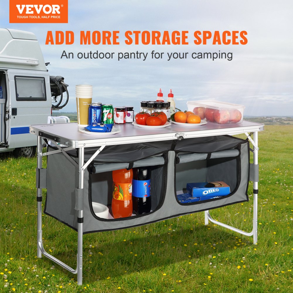 010224020947 - Lightweight Aluminum Camping Table with Adjustable Heights