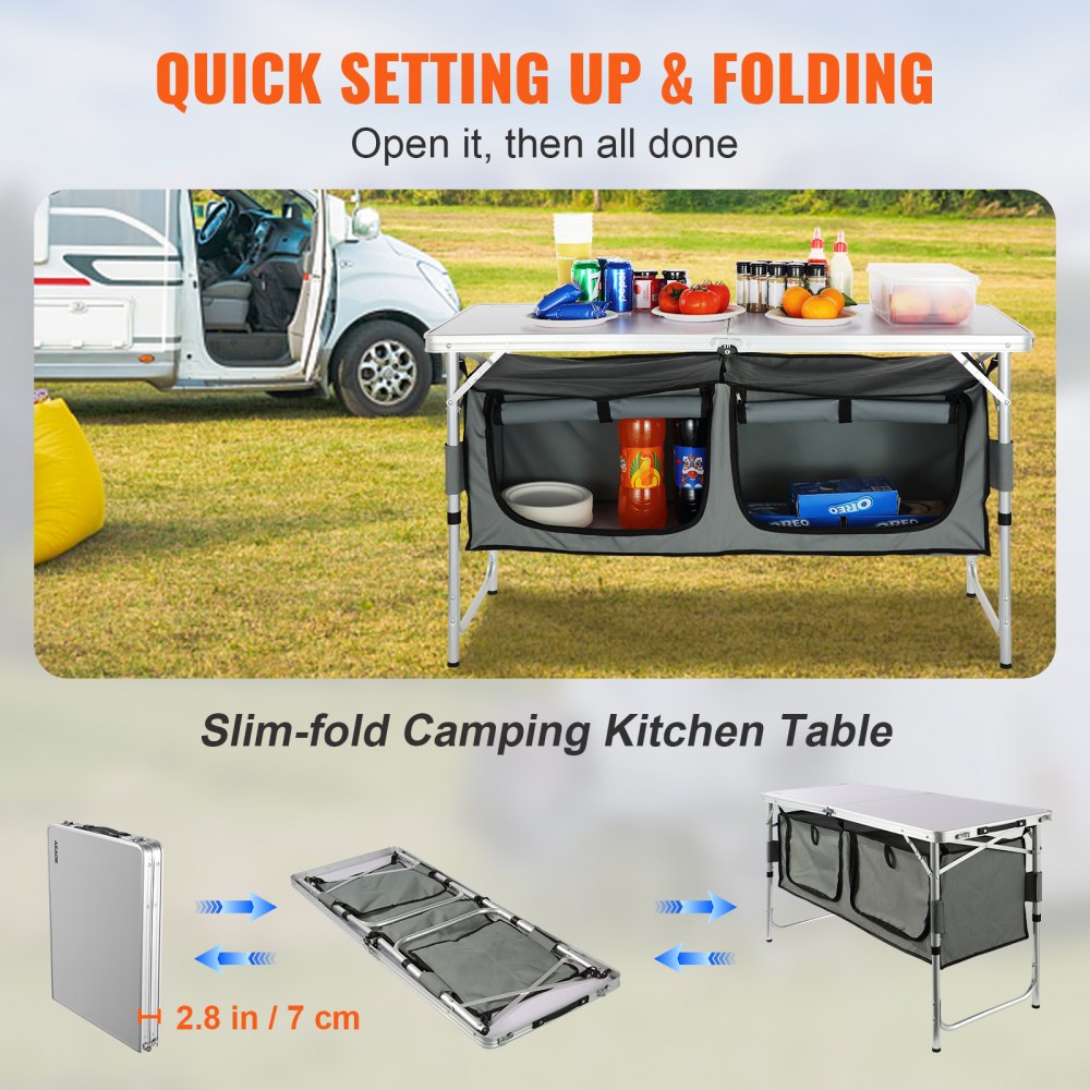 010224020947 - Lightweight Aluminum Camping Table with Adjustable Heights