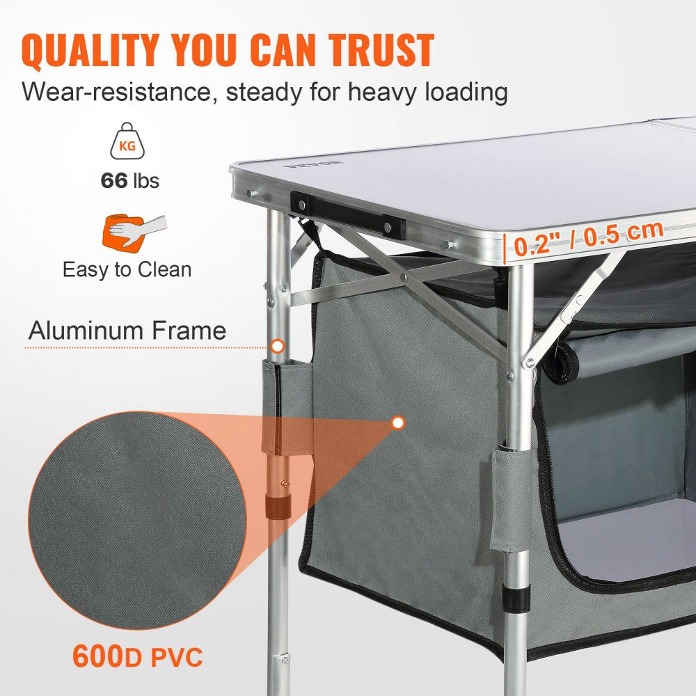 010224020947 - Lightweight Aluminum Camping Table with Adjustable Heights