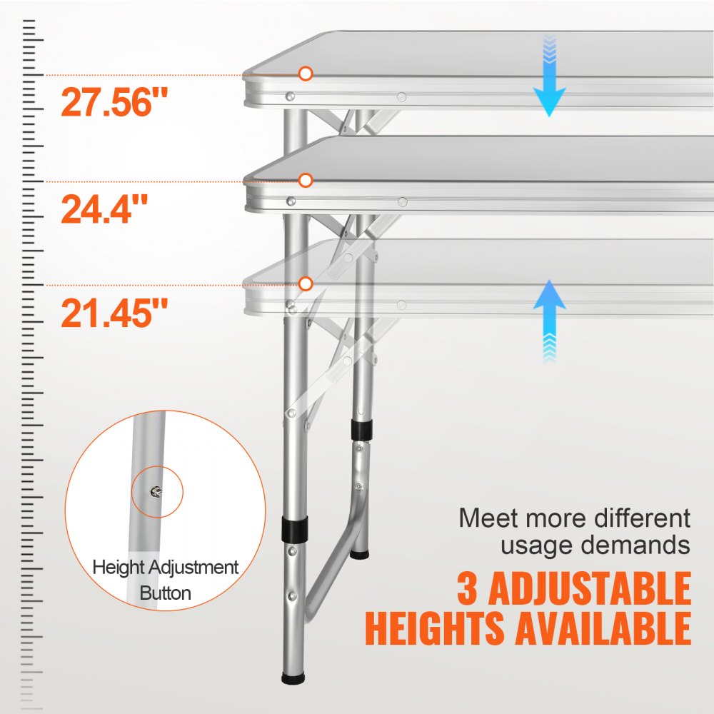 010224020947 - Lightweight Aluminum Camping Table with Adjustable Heights